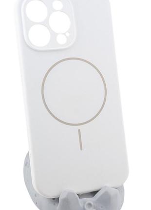Чехол silicone case magnetic для apple iphone 15 pro max бампер с микрофиброй белый
