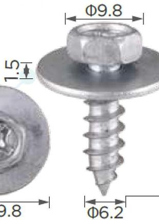 Саморіз h2008 з шайбою toyota,mercedes(9015960383,90159a0010,9015960431,a0009906)( уп. 100 шт.)