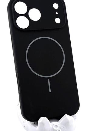 Чехол silicone case magnetic для apple iphone 17 pro max бампер с микрофиброй черный