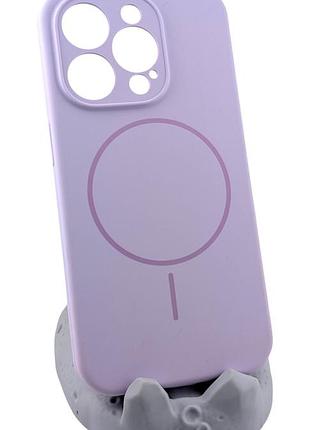 Чохол silicone case magnetic для apple iphone 15 pro бампер із мікрофіброю бузковий