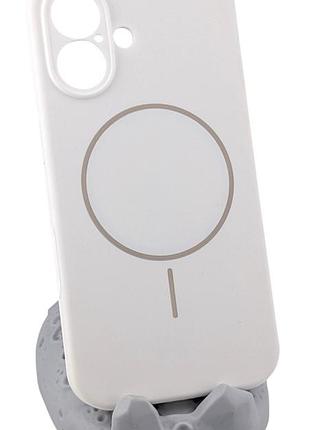 Чехол silicone case magnetic для apple iphone 16 бампер с микрофиброй белый