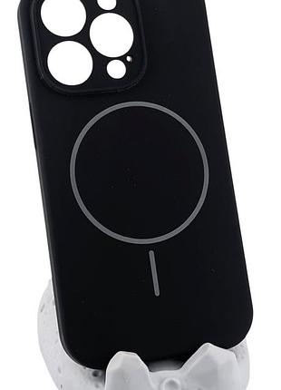 Чехол silicone case magnetic для apple iphone 14 pro бампер с микрофиброй черный