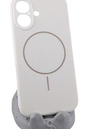 Чехол silicone case magnetic для apple iphone 17 бампер с микрофиброй белый