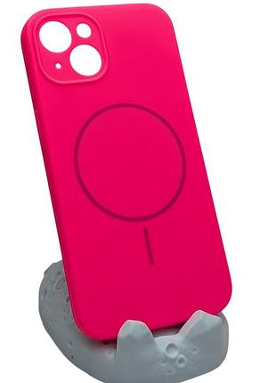 Чехол silicone case magnetic для apple iphone 13 бампер с микрофиброй розовый