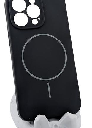 Чехол silicone case magnetic для apple iphone 13 pro бампер с микрофиброй черный