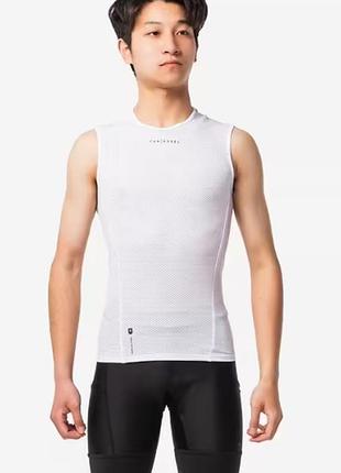 Вело футболка, майка, одежда road cycling sleeveless base layer van rysel training summer - white