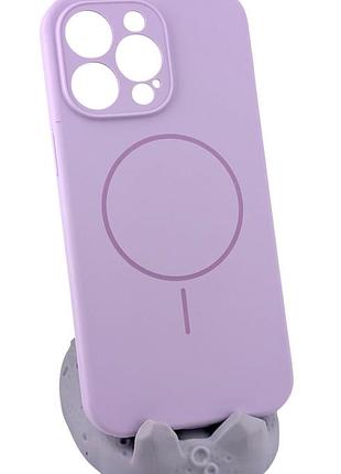 Чохол silicone case magnetic для apple iphone 15 pro max бампер із мікрофіброю бузковий