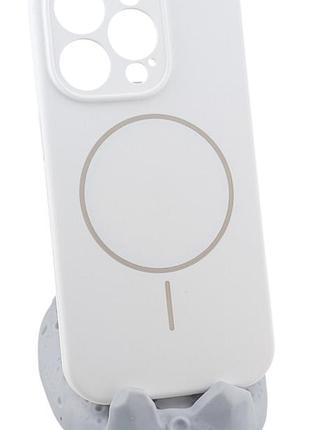Чехол silicone case magnetic для apple iphone 14 pro бампер с микрофиброй белый