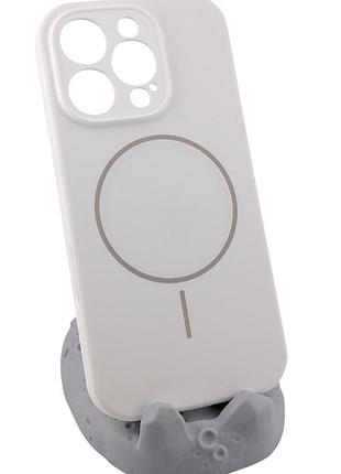 Чехол silicone case magnetic для apple iphone 16 pro бампер с микрофиброй белый