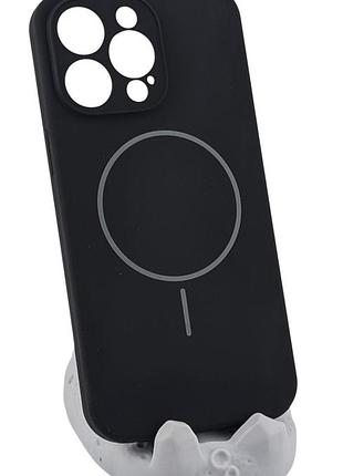 Чехол silicone case magnetic для apple iphone 15 pro max бампер с микрофиброй черный