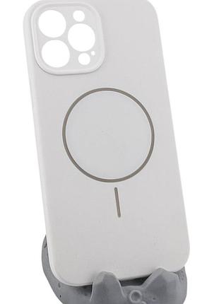 Чехол silicone case magnetic для apple iphone 13 pro max бампер с микрофиброй белый