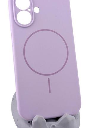 Чохол silicone case magnetic для apple iphone 16 бампер із мікрофіброю бузковий