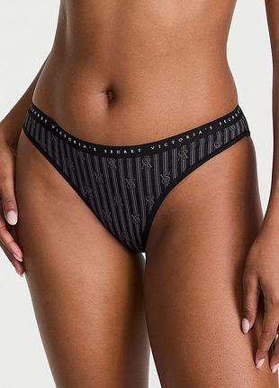 Бавовняні трусики бікіні stretch cotton bikini panty, чорні оригінал victoria's secret
