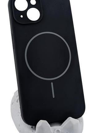 Чохол silicone case magnetic для apple iphone 14 бампер із мікрофіброю чорний