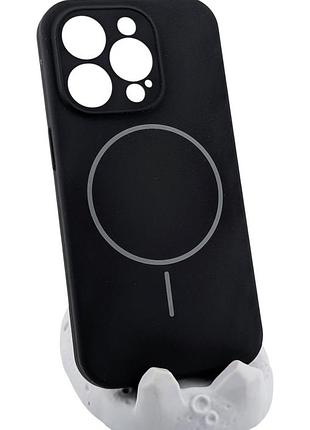 Чехол silicone case magnetic для apple iphone 15 pro бампер с микрофиброй черный