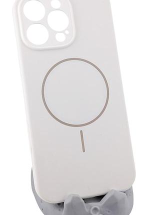 Чехол silicone case magnetic для apple iphone 16 pro max бампер с микрофиброй белый