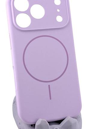 Чехол silicone case magnetic для apple iphone 17 pro бампер с микрофиброй сиреневый