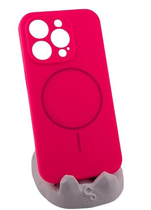 Чохол silicone case magnetic для apple iphone 15 pro бампер із мікрофіброю рожевий