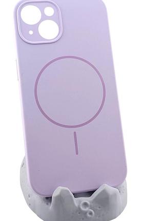 Чехол silicone case magnetic для apple iphone 13 бампер с микрофиброй сиреневый