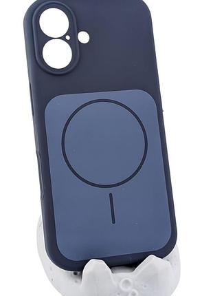 Чехол silicone case magnetic для apple iphone 17 бампер с микрофиброй темно-синий