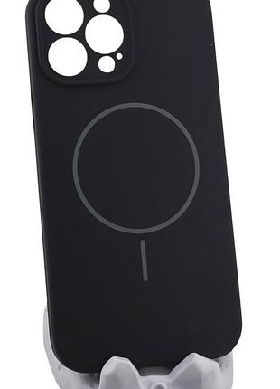 Чехол silicone case magnetic для apple iphone 13 pro max бампер с микрофиброй черный