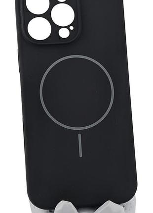 Чехол silicone case magnetic для apple iphone 16 pro max бампер с микрофиброй черный