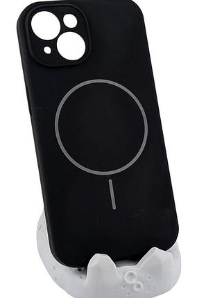 Чохол silicone case magnetic для apple iphone 15 бампер із мікрофіброю чорний