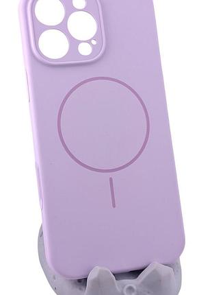 Чехол silicone case magnetic для apple iphone 16 pro max бампер с микрофиброй сиреневый