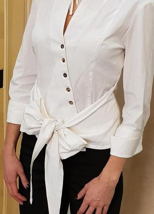 Белая дизайнерская блузка рубашка-трансформер sarah pacini (сара пачино)3 фото