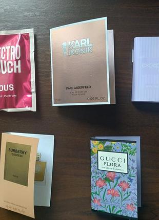 Лот женских люксовых ароматов gucci, burberry, karl lagerfeld 5 шт.