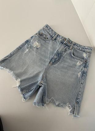 Жіночі джинсові шорти з високою талією zara