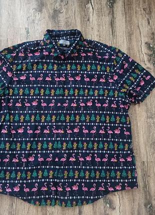 Рубашка m&amp;s collection xxxl, праздничный принт