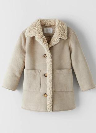 Пальто мех под овчину дубленка для девочки подростка zara 13-14 лет / 164 см