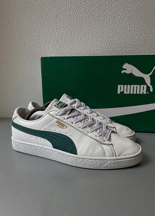 Оригінальні повсякденні чоловічі кросівки puma  basket classic xxi  44-45 розмір 29 см біло зелений колір