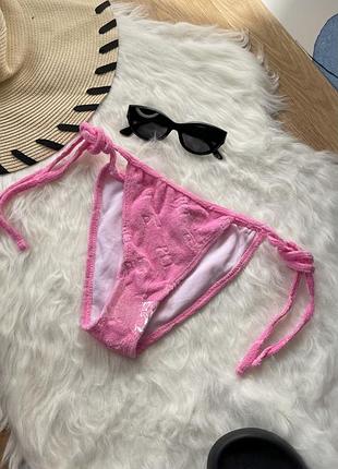 Рожеві махрові плавки бікіні prettylittlething на зав'язках (розмір xs / eur 34)
