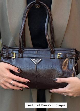 Сумочка medium leather handbag dark brown🤎