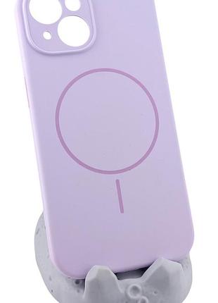Чохол silicone case magnetic для apple iphone 15 бампер із мікрофіброю бузковий