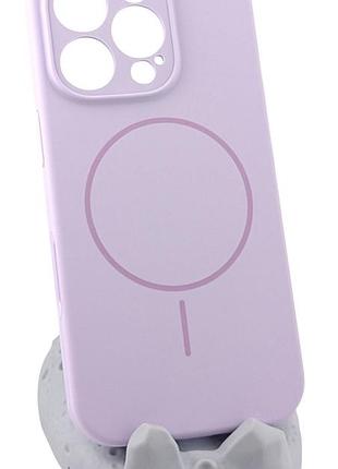 Чехол silicone case magnetic для apple iphone 16 pro бампер с микрофиброй сиреневый