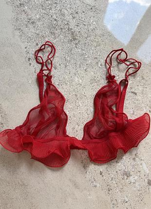 Бралет malizia la perla cherry red із сітки з оборками вінтаж (італія, 2000-ні)