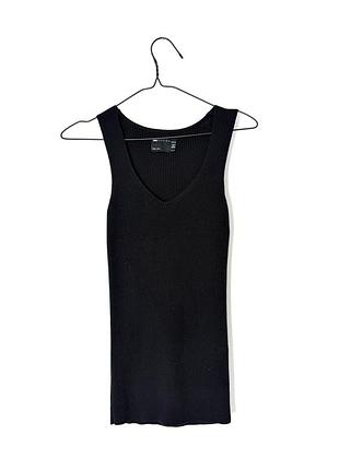 Чорна майка топ в рубчик asos design