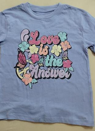 🌸 ніжна дитяча футболка mango kids "love is the answer" з квітами та метеликами