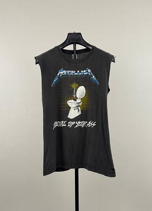 Вінтажна футболка без рукавів metallica 1985 "metal up your ass" розмір l giant