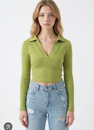 Топ подовжений з натуральної тканини з довгим рукавом від zara