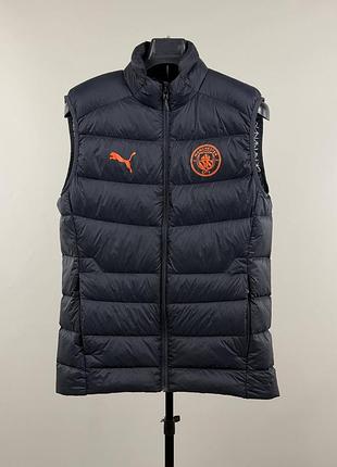 Чорно-помаранчева безрукавка puma man city fc puffer vest size m