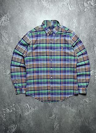 Vintage винтажная рубашка polo ralph lauren поло ральф лаурен big pony check в клетку size l размер л
