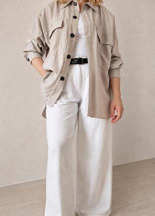 Сорочка zara з модалом / сіро-бежевий oversize