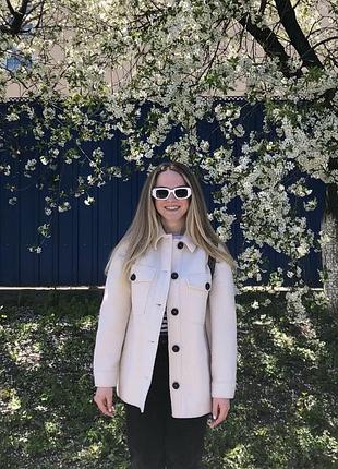 Куртка-сорочка, жакет zara букле | молочна overshirt | shacket | розмір s