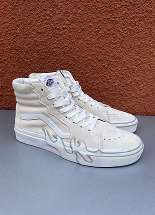 Оригінальні високі кеди vans sk-8 hi flame 39 розмір 25 см бежевий колір