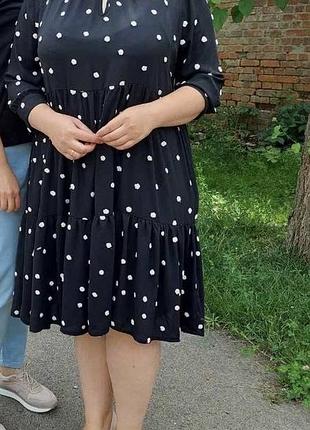 Плаття чорне в білий горох perle donna (44+6)