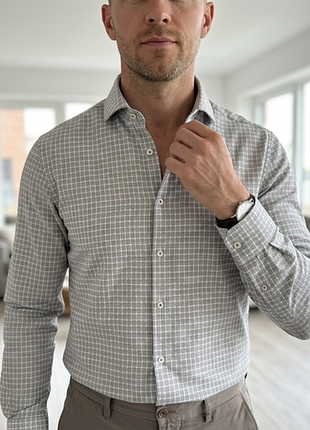 Сорочка\рубашка hugo boss h-joe regular fit knitted check shirt